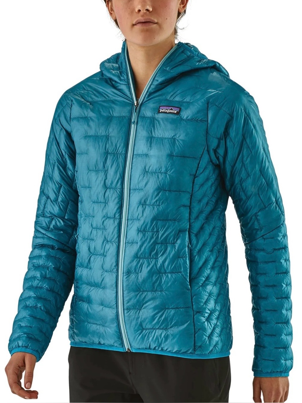Patagonia Micro Puff Hoody in Mako Blue Size S (Repaired)